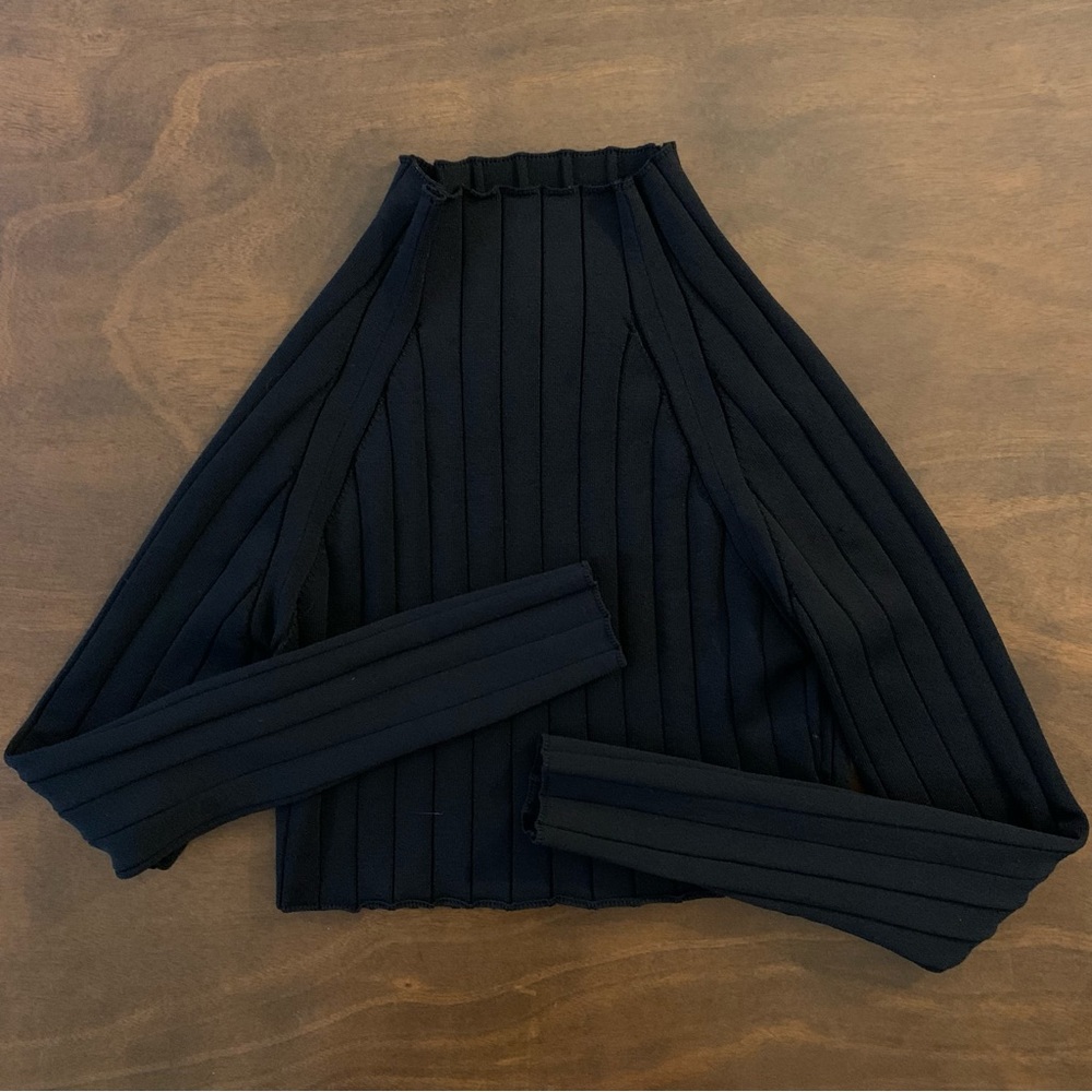 Women’s House Of Harlow 1960 Black Long Sleeve Crop Top Size Small High Neck